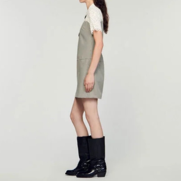 NWOT Sandro TWO-MATERIAL SHORT DRESS FR40/US8 - Picture 7 of 7